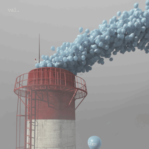 Smoke stack with balloons